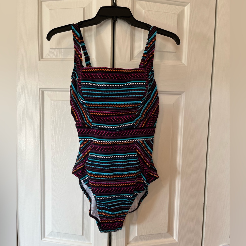 Dreamsuit by Miracle Brand One-Piece Black & Turquoise Multi Stripe